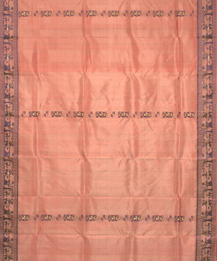Sandal pink handwoven silk baluchari saree