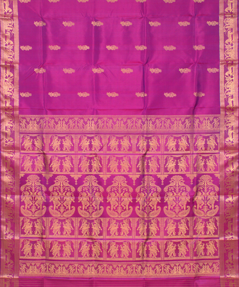 Royal blue double shaded handwoven silk baluchari saree