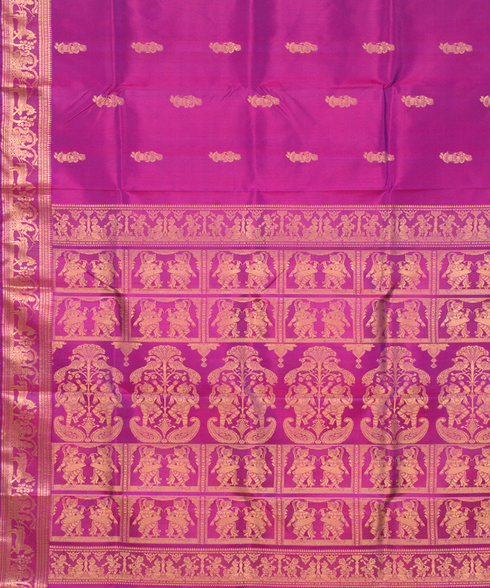 Royal blue double shaded handwoven silk baluchari saree