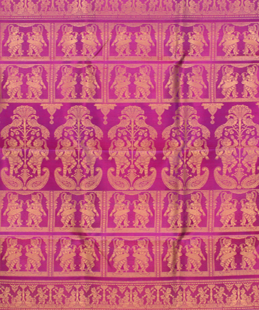 Royal blue double shaded handwoven silk baluchari saree