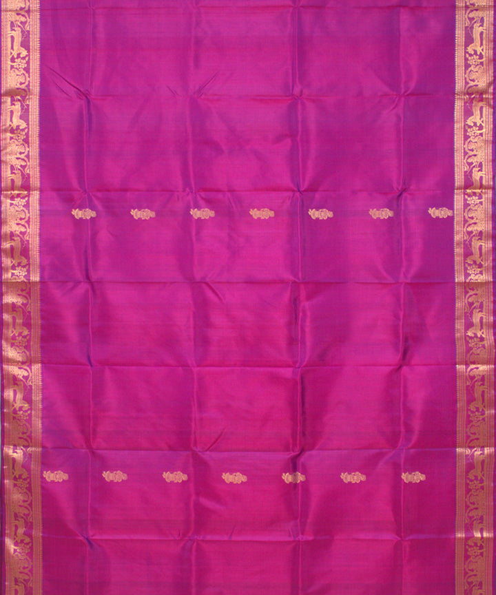 Royal blue double shaded handwoven silk baluchari saree