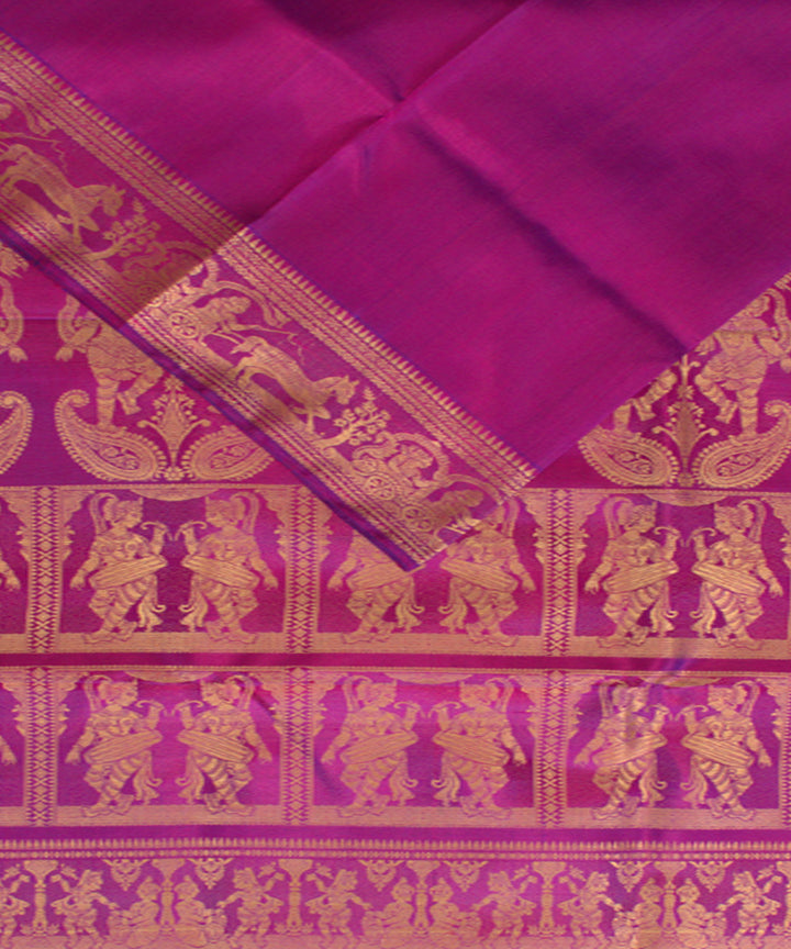 Royal blue double shaded handwoven silk baluchari saree