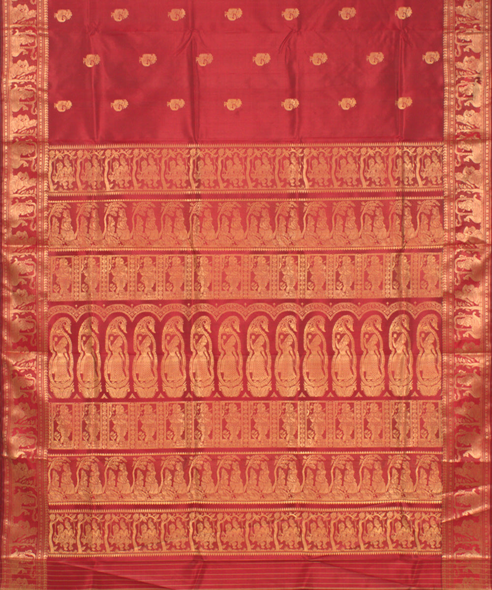 Maroon handloom silk baluchari saree