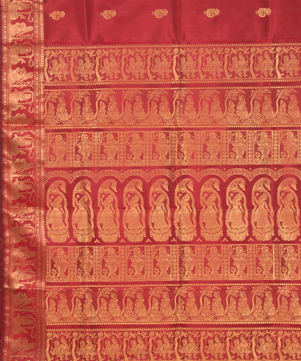 Maroon handloom silk baluchari saree