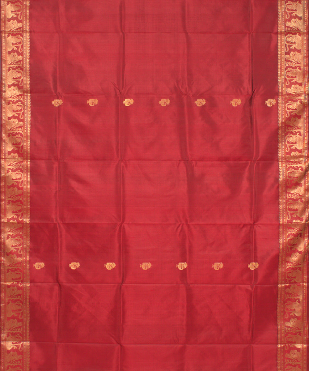 Maroon handloom silk baluchari saree