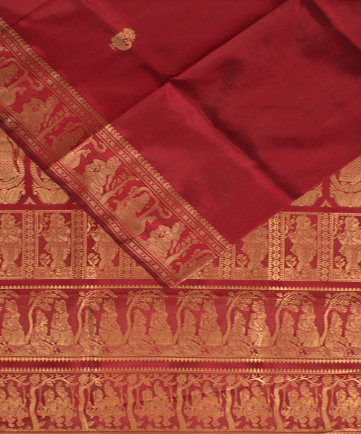 Maroon handloom silk baluchari saree