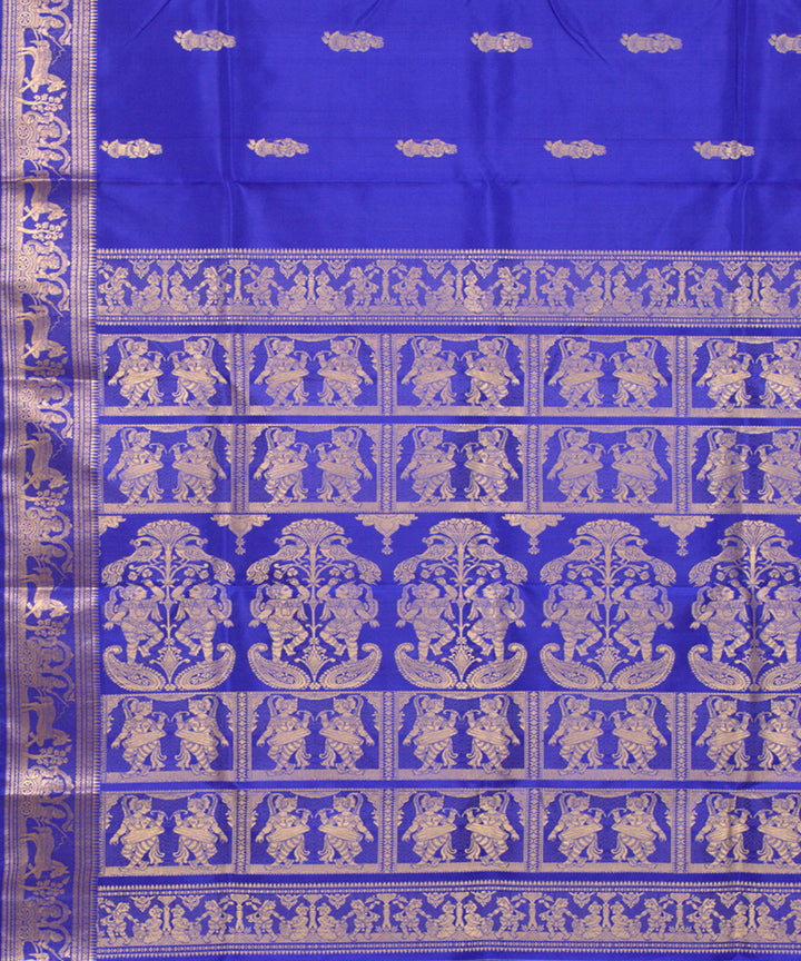 Royal blue baluchari handwoven silk saree
