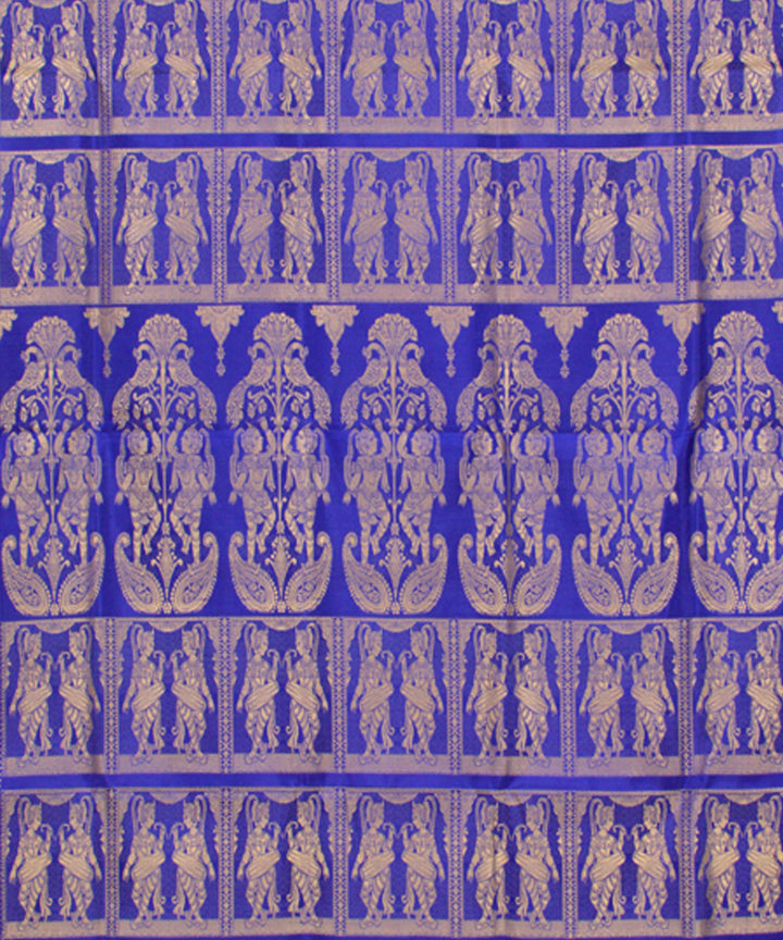 Royal blue baluchari handwoven silk saree