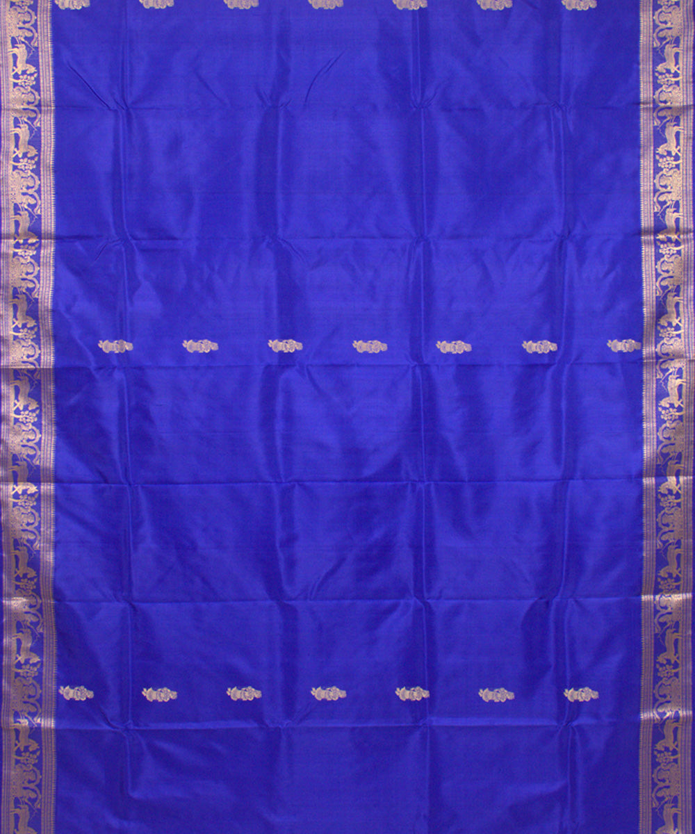 Royal blue baluchari handwoven silk saree