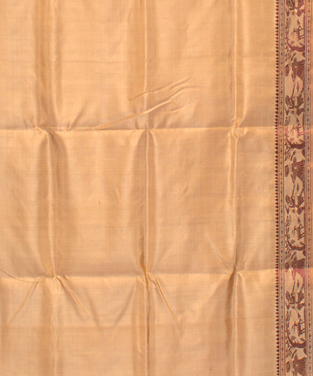 Beige mustard handwoven silk baluchari saree