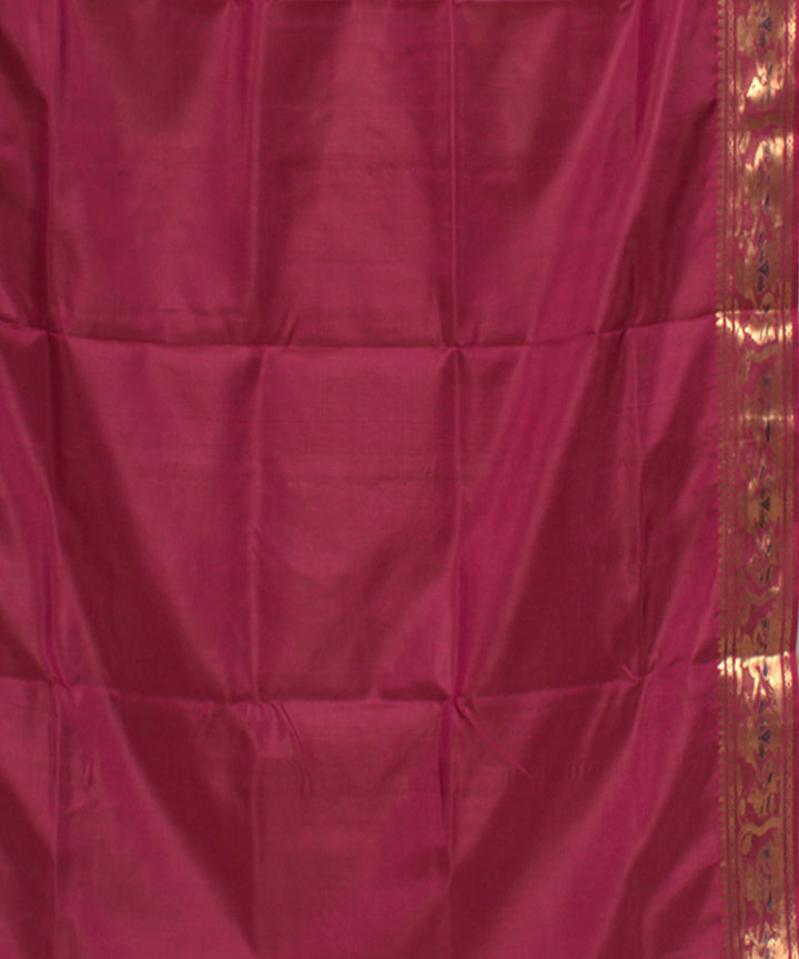 Reddish maroon handwoven silk baluchari saree