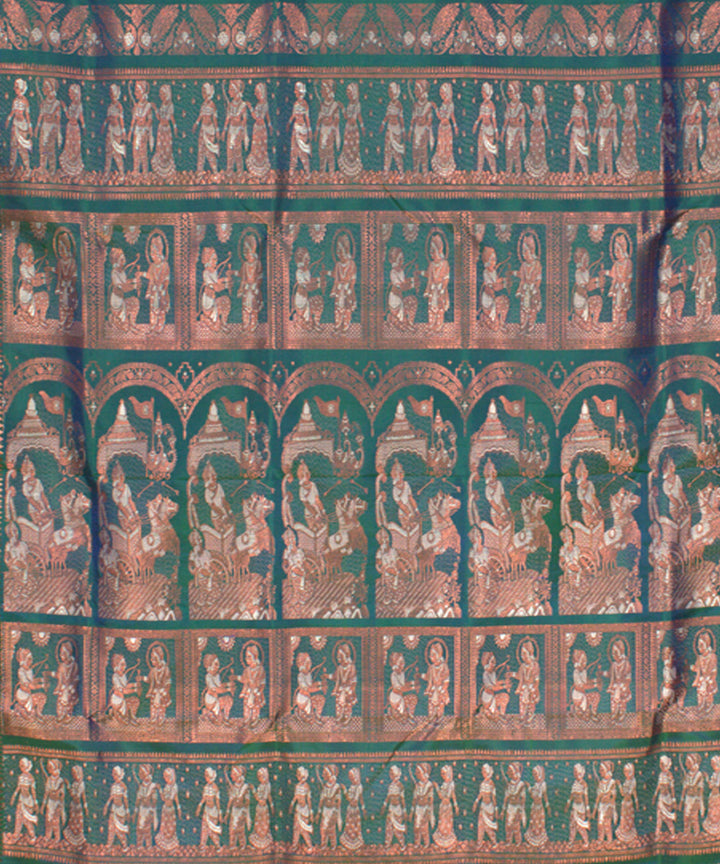 Peacock green handwoven silk baluchari saree
