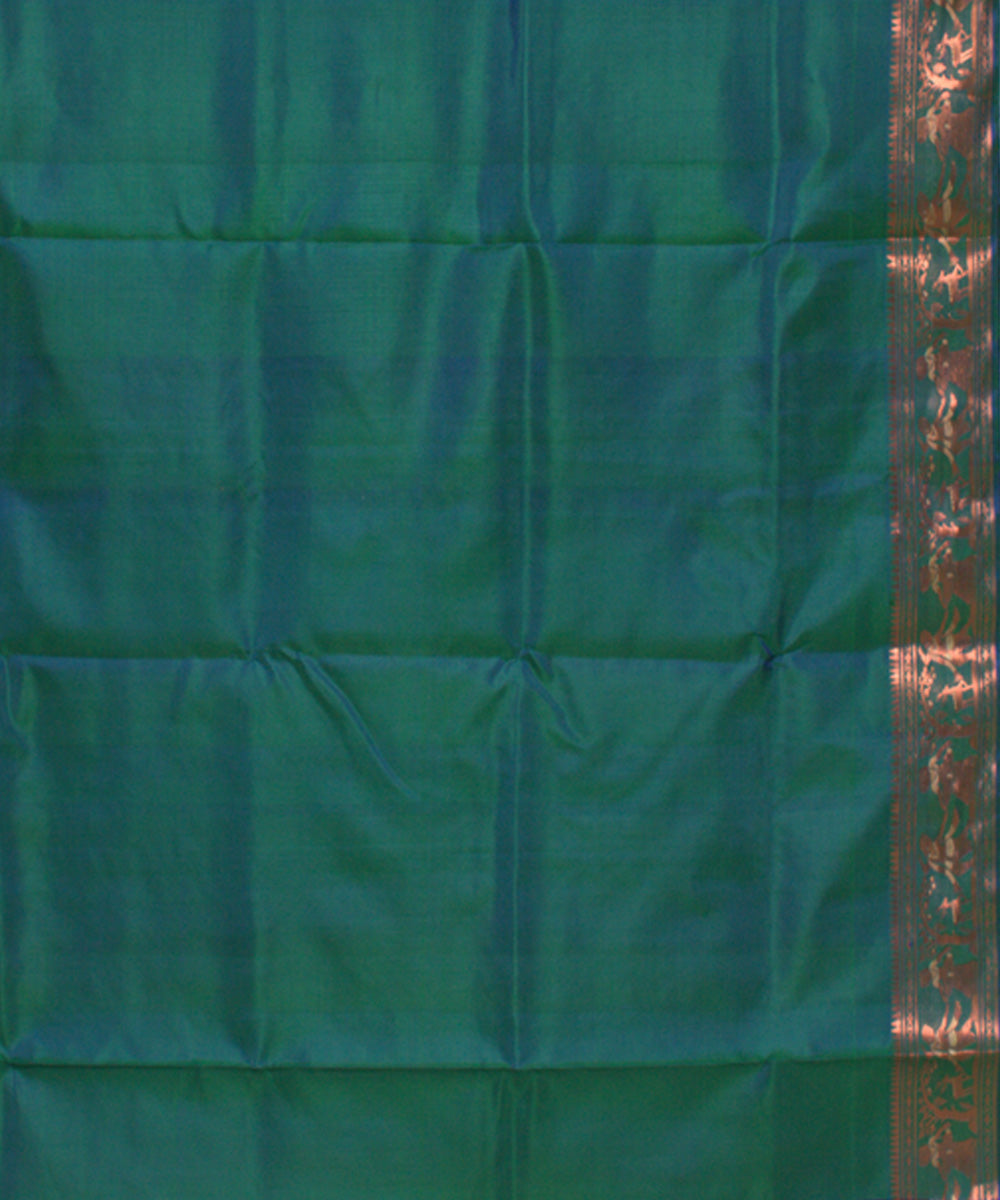 Peacock green handwoven silk baluchari saree