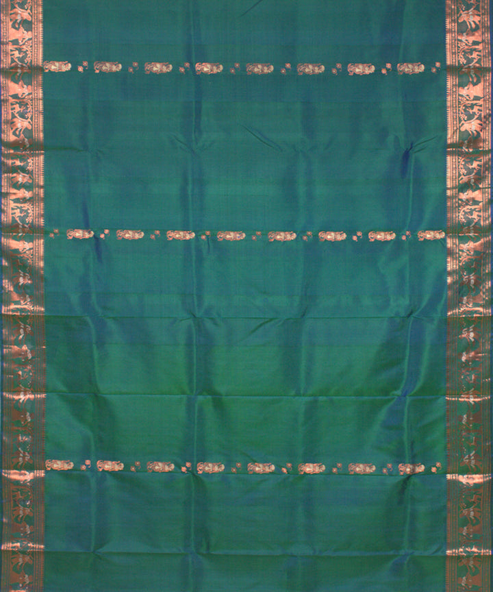 Peacock green handwoven silk baluchari saree