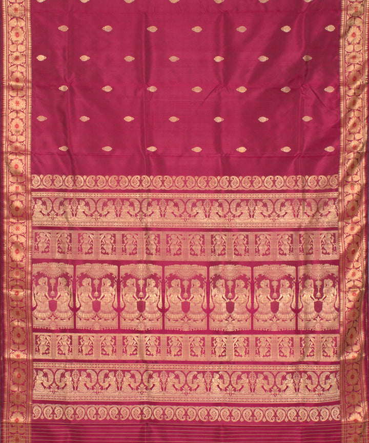 Maroon traditional handwoven silk baluchari saree