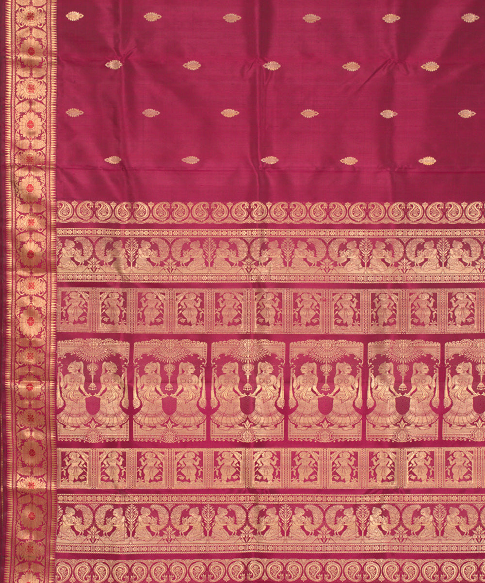 Maroon traditional handwoven silk baluchari saree