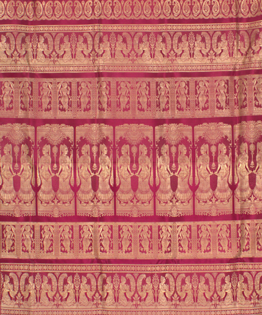 Maroon traditional handwoven silk baluchari saree