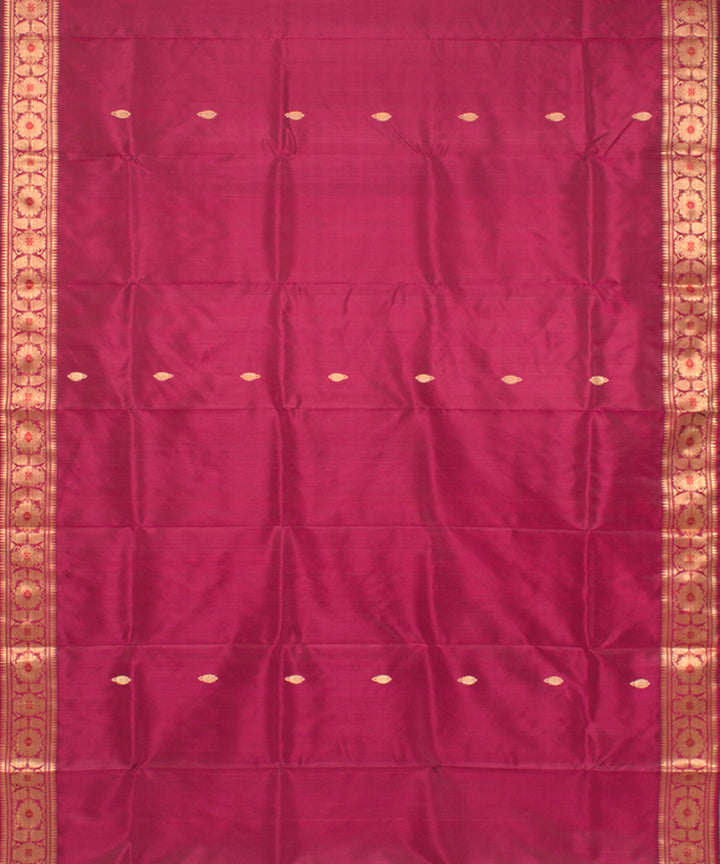 Maroon traditional handwoven silk baluchari saree