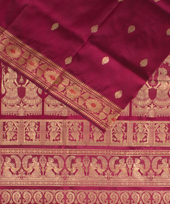 Maroon traditional handwoven silk baluchari saree