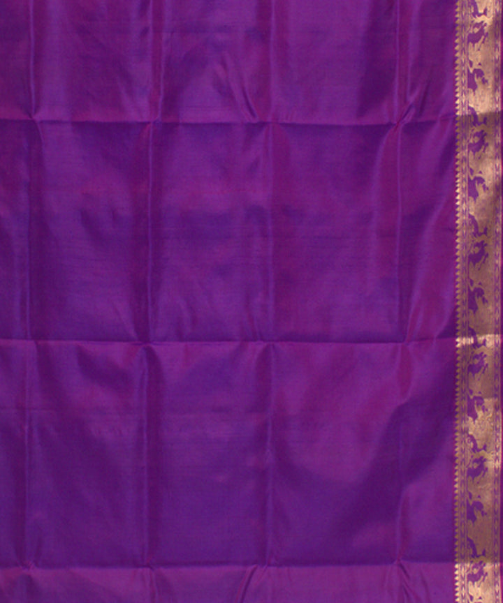 Purple blue handwoven silk baluchari saree