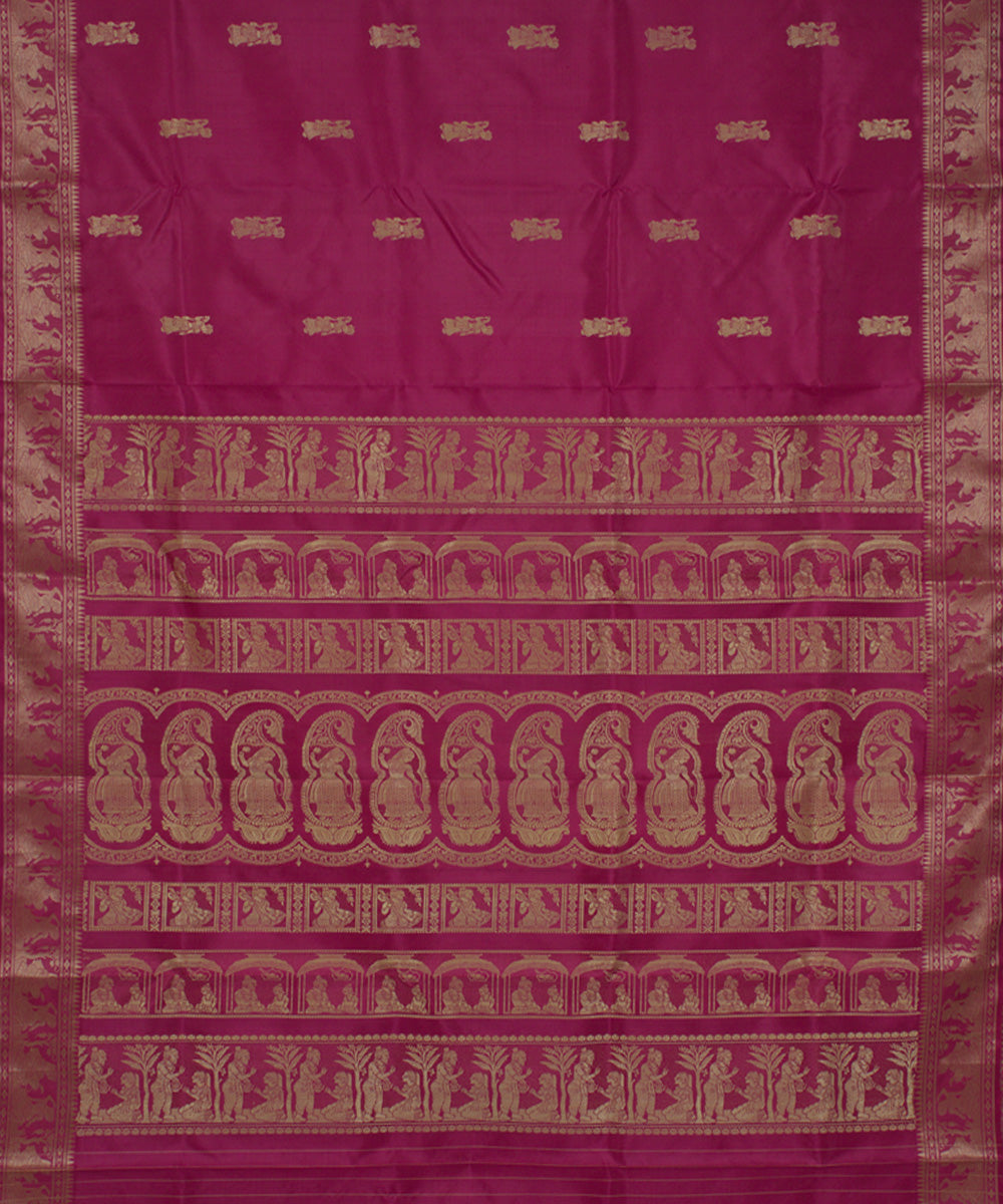 Rani pink handloom silk baluchari saree