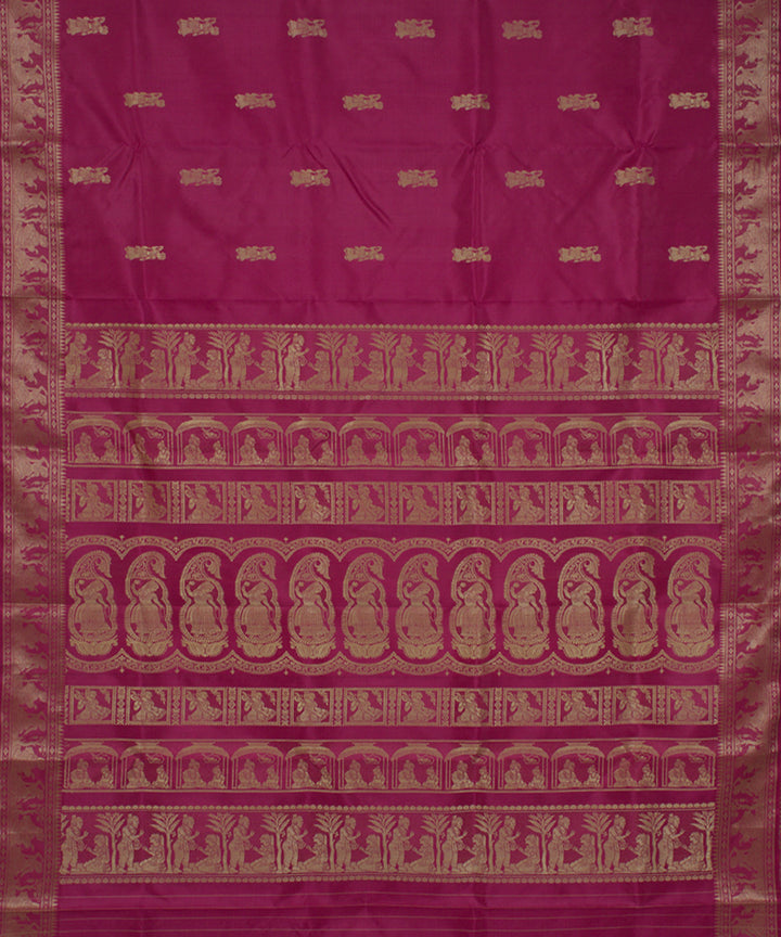 Rani pink handloom silk baluchari saree