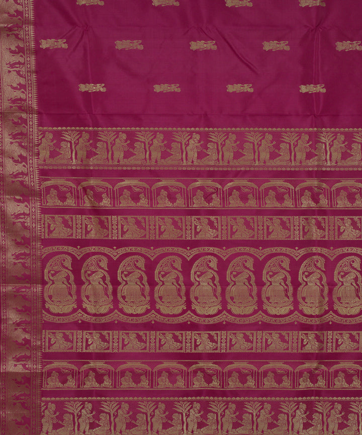 Rani pink handloom silk baluchari saree