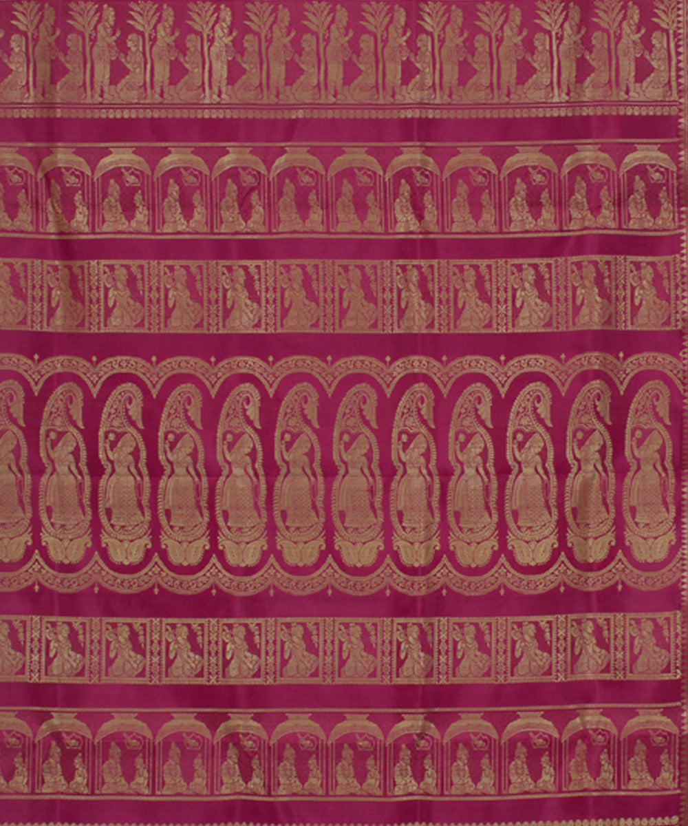 Rani pink handloom silk baluchari saree