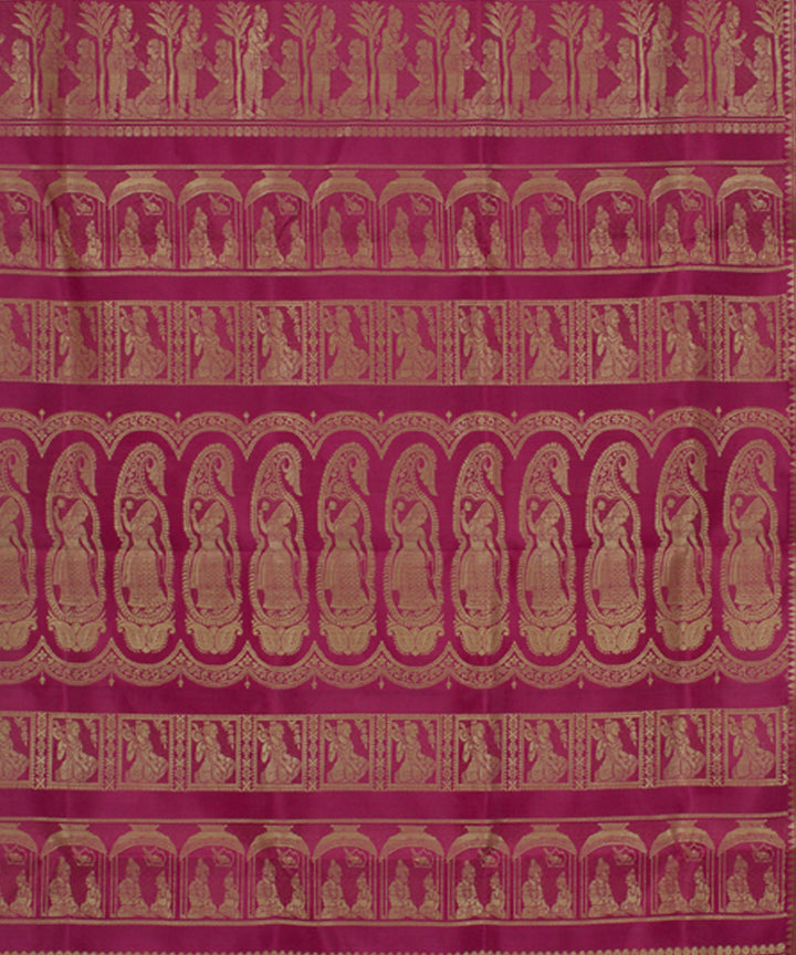 Rani pink handloom silk baluchari saree