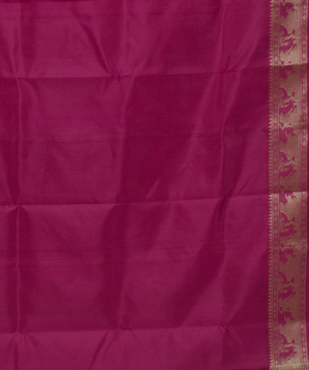 Rani pink handloom silk baluchari saree