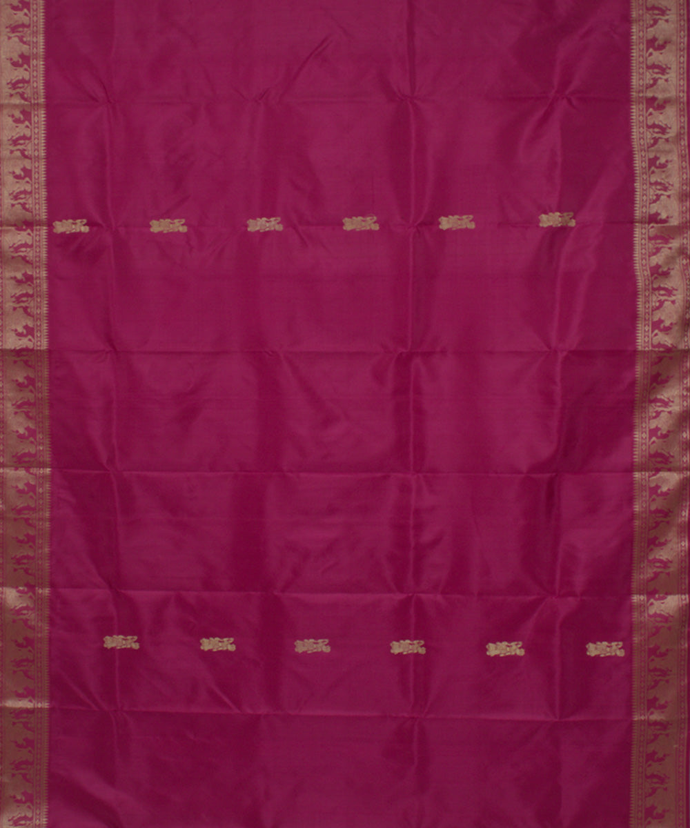 Rani pink handloom silk baluchari saree