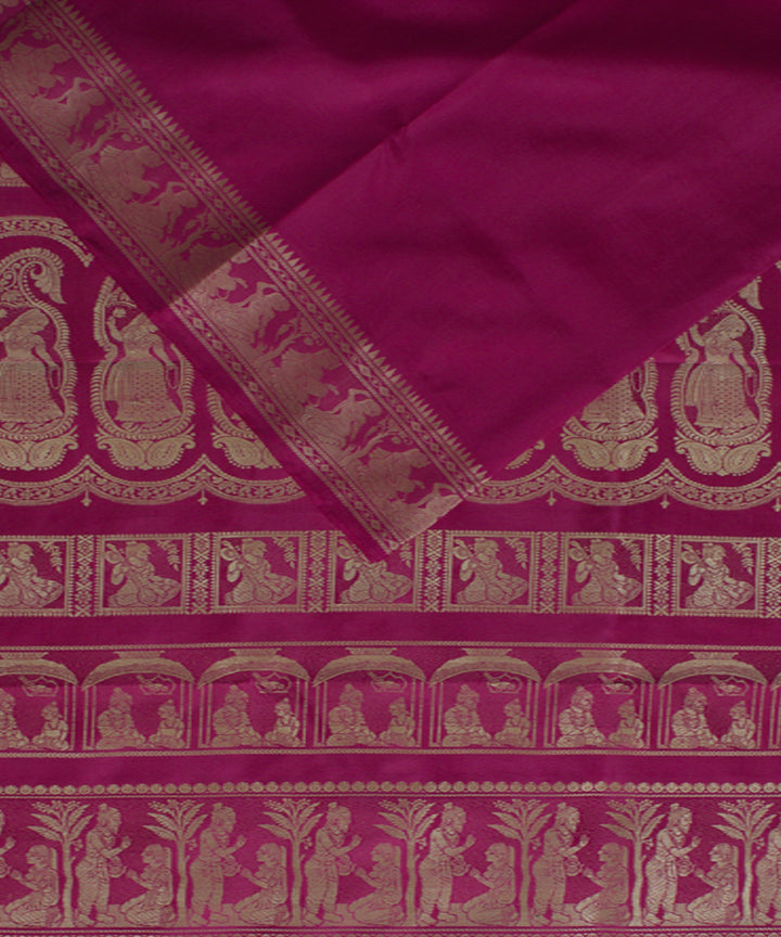 Rani pink handloom silk baluchari saree