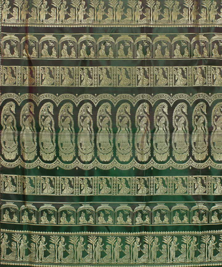 Dark green handwoven silk baluchari saree