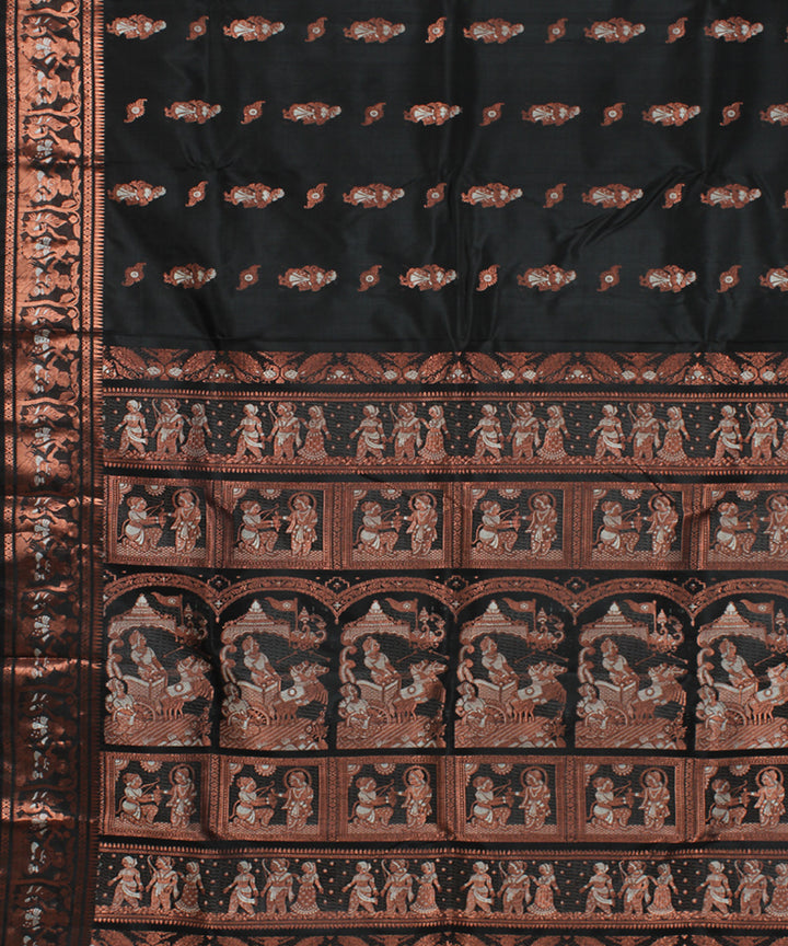 Black copper zari handwoven silk baluchari saree