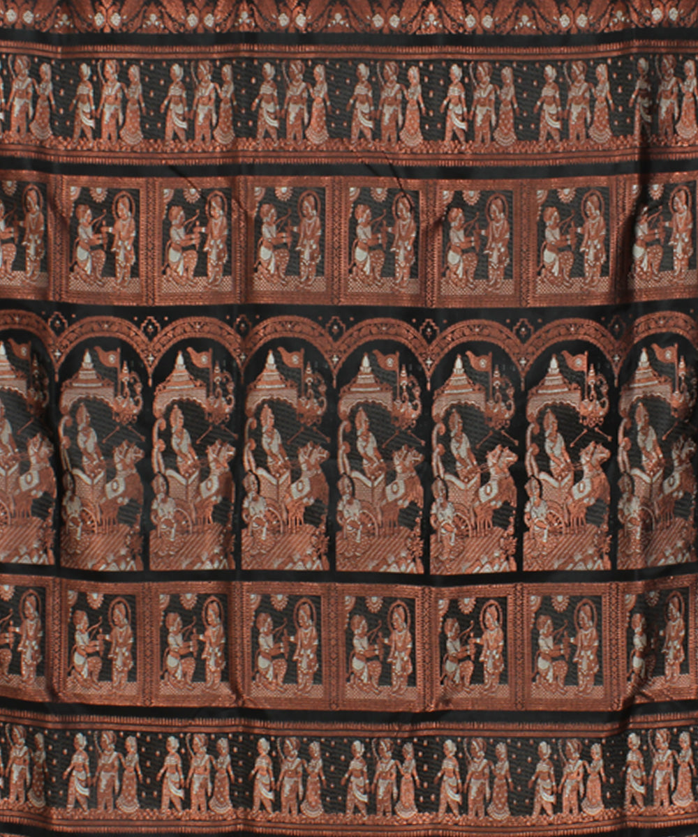 Black copper zari handwoven silk baluchari saree