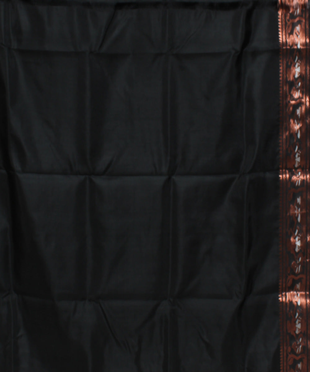 Black copper zari handwoven silk baluchari saree
