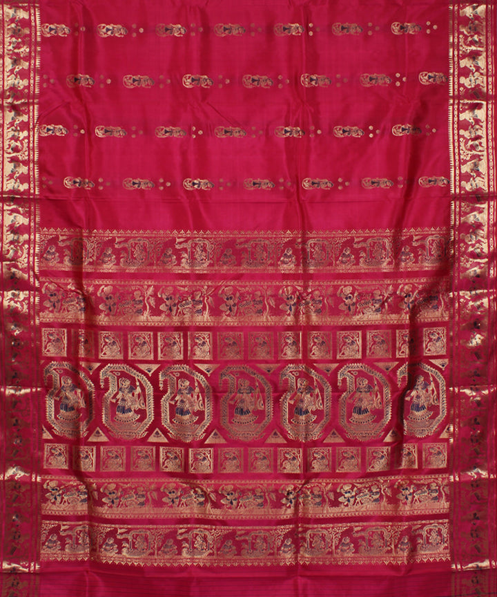 Rani pink handwoven silk baluchari saree
