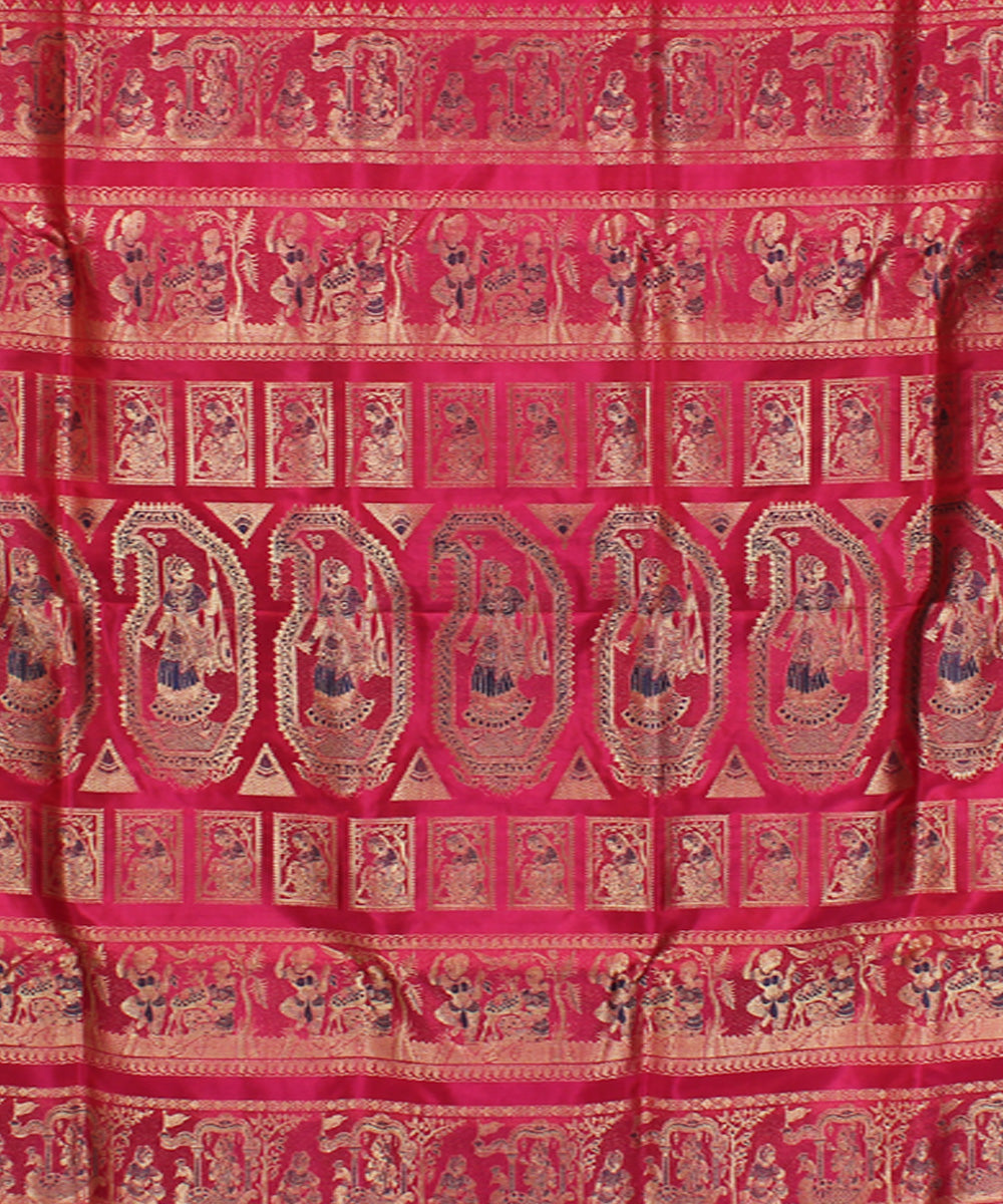 Rani pink handwoven silk baluchari saree