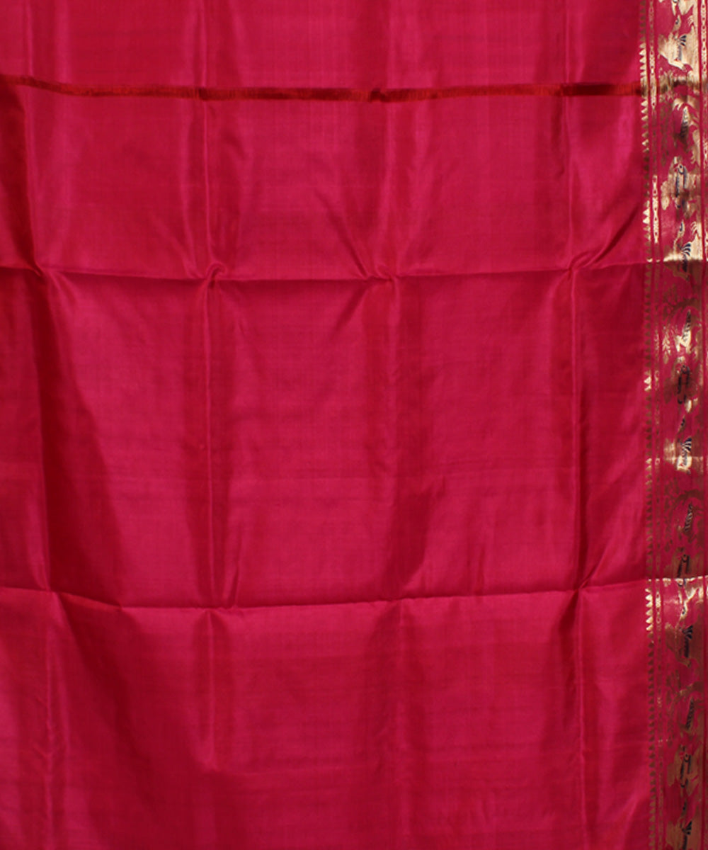Rani pink handwoven silk baluchari saree