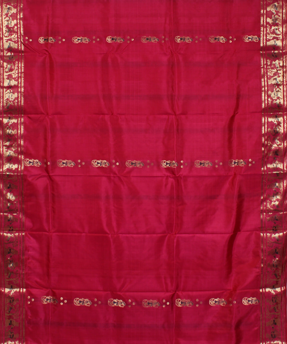 Rani pink handwoven silk baluchari saree