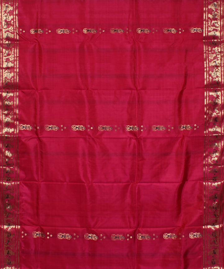 Rani pink handwoven silk baluchari saree