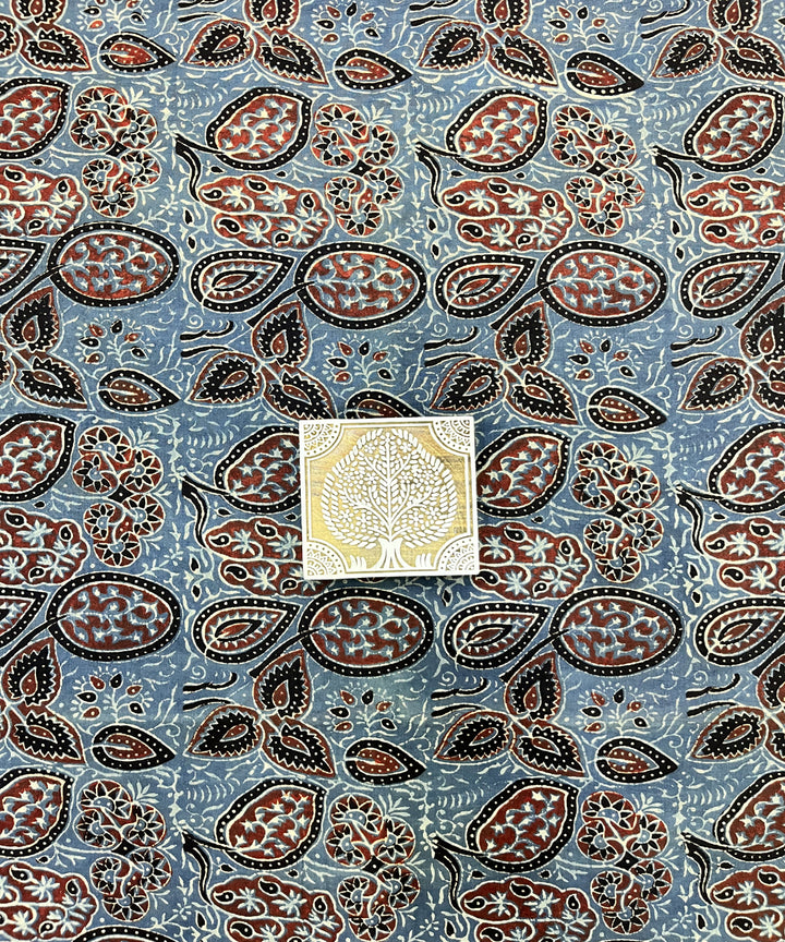 Multicolor ajrakh hand block printed cotton fabric