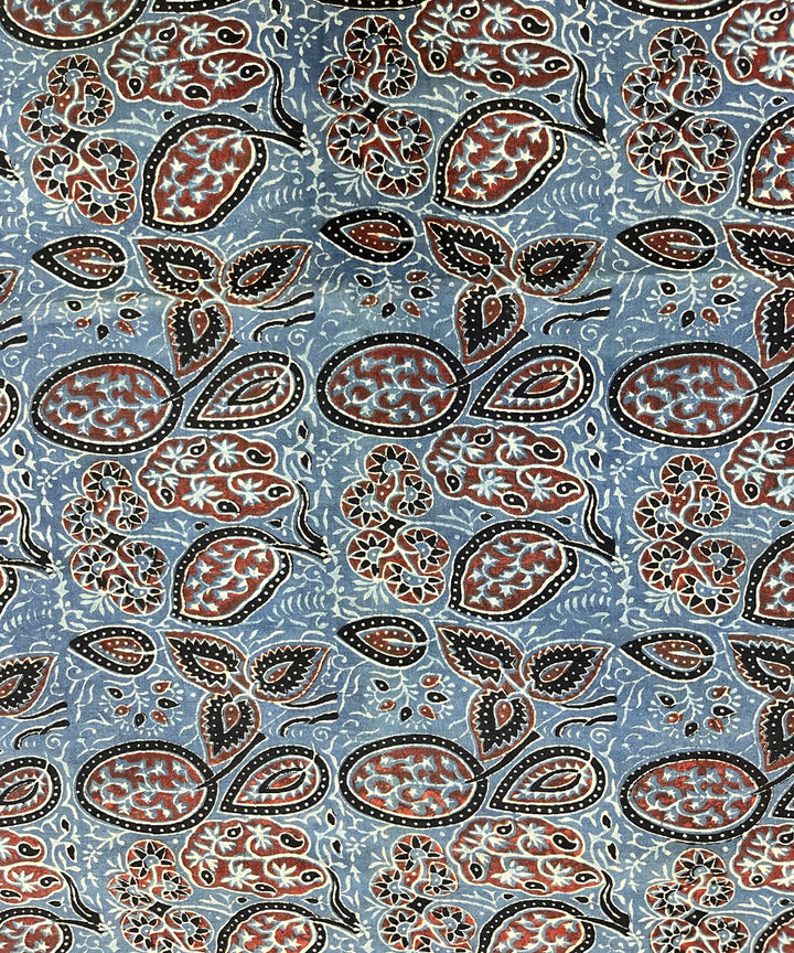 Multicolor ajrakh hand block printed cotton fabric