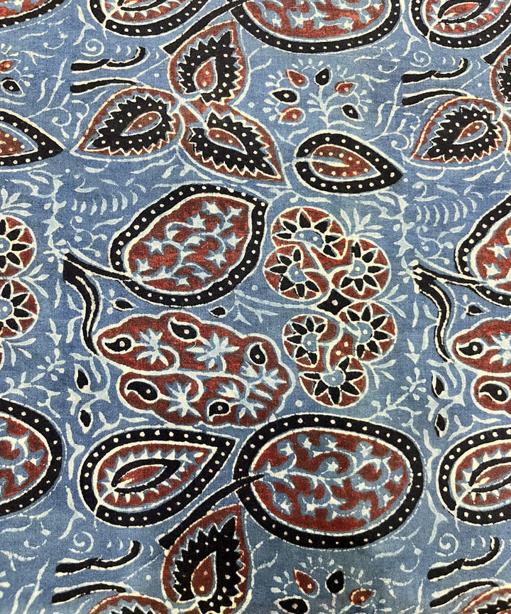 Multicolor ajrakh hand block printed cotton fabric