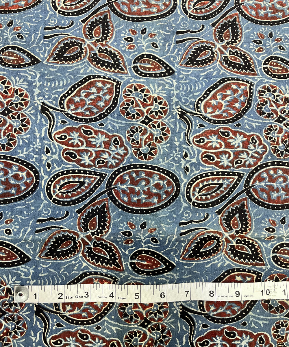 Multicolor ajrakh hand block printed cotton fabric