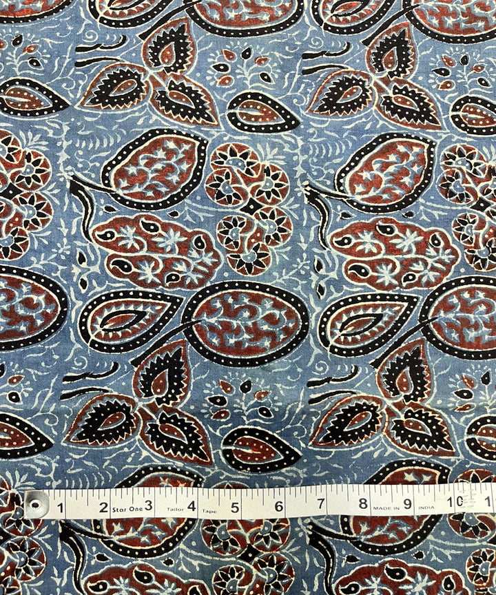 Multicolor ajrakh hand block printed cotton fabric