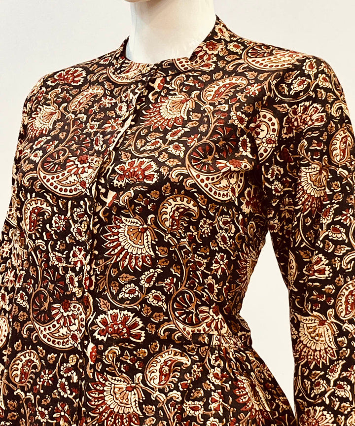 Multicolor cotton kalamkari handblock printed top