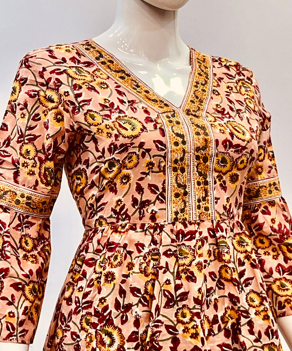 Multicolor handblock printed cotton top