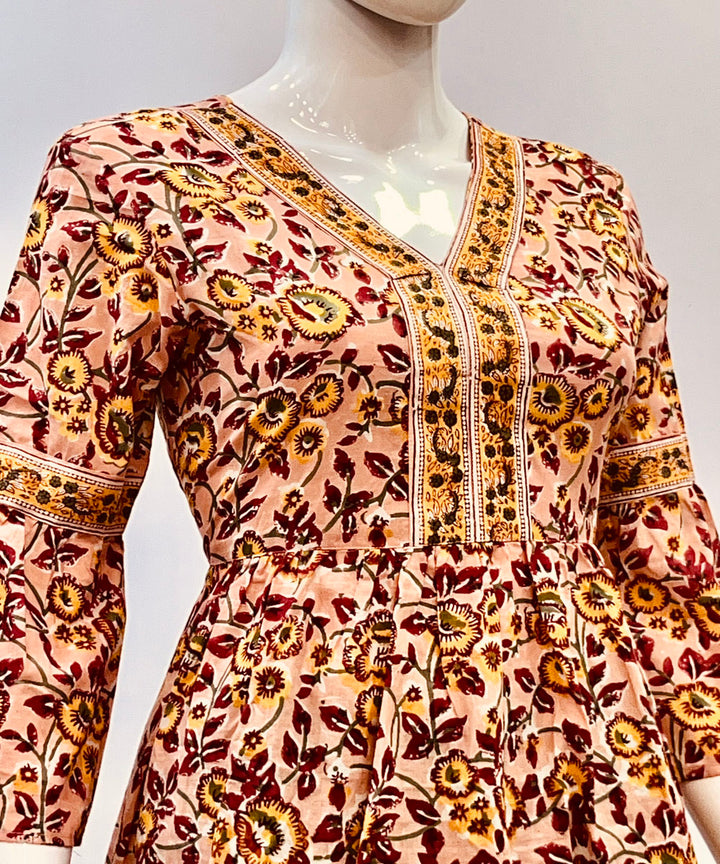 Multicolor handblock printed cotton top