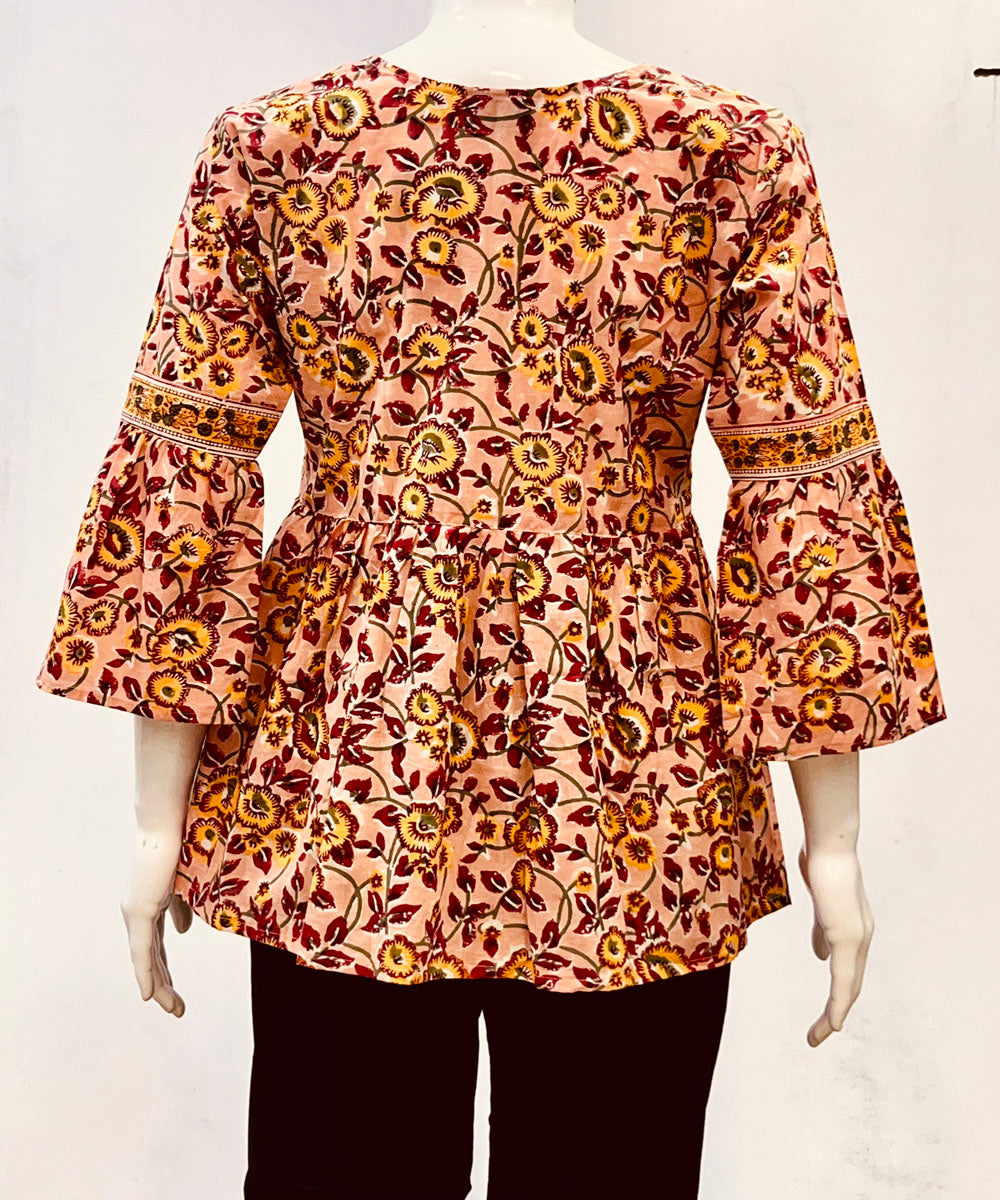 Multicolor handblock printed cotton top